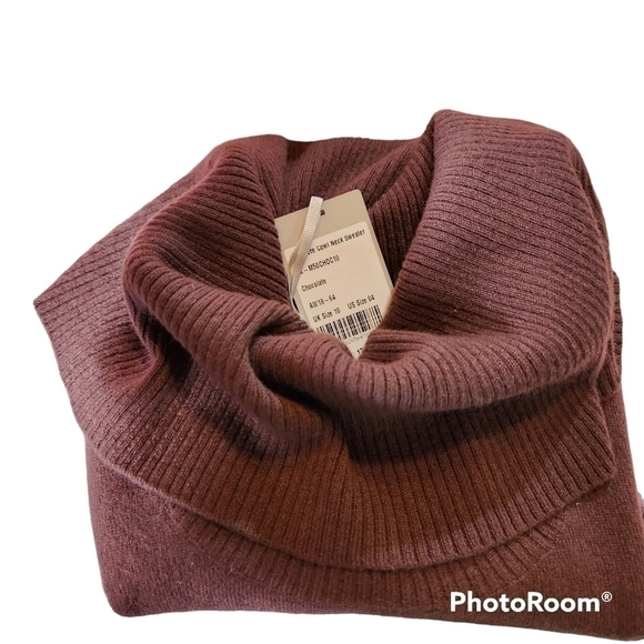 Pure Collection Cashmere Cowl Neck Brown Sweater - Picture 4 of 7